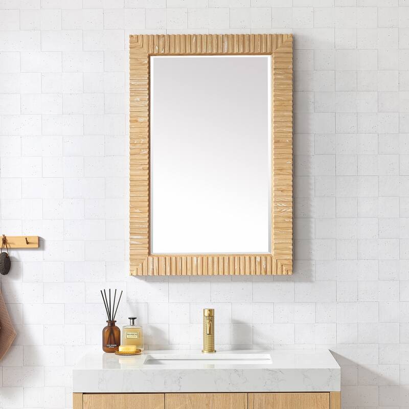 Osaka Rectangular Wood Framed Wall Bathroom Art Mirror