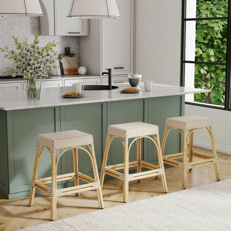 Robias 24.5" Rattan Rectangular Counter Stool