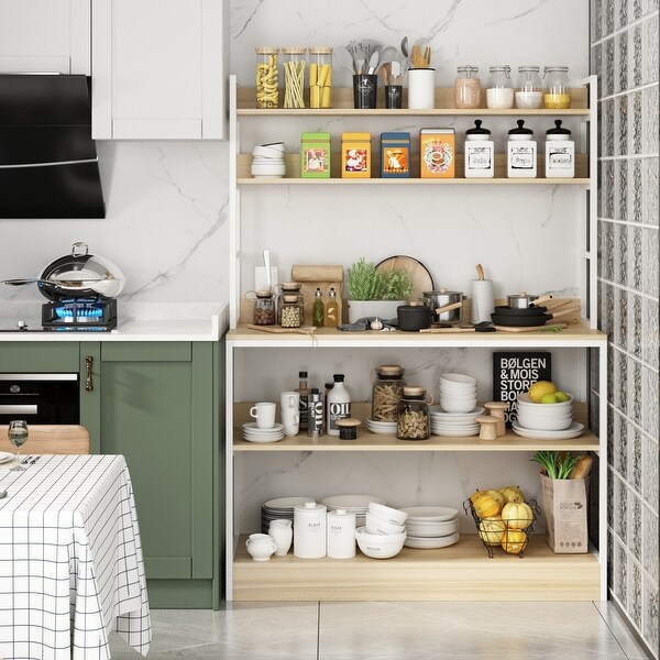 Kerrogee 5-Tier Bakers Rack with Hutch, Kitchen Storage Shelf - 39.4"L x 15.7"W x62.2"H