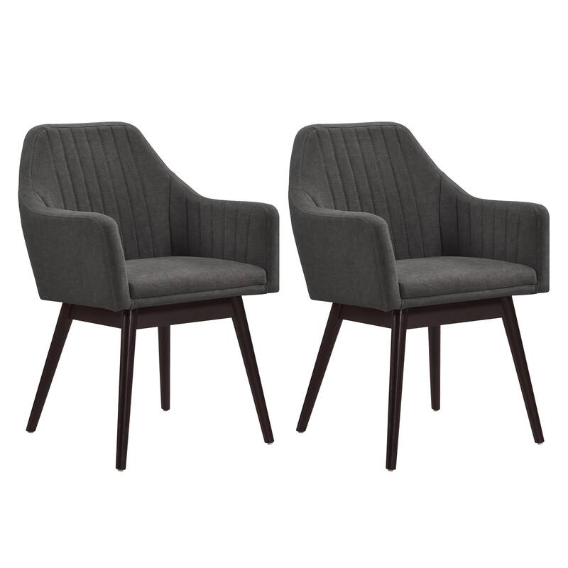Costway Dining Chairs Set of 2 Upholstered Accent Chairs with Comfy - See Details - Dark Gray