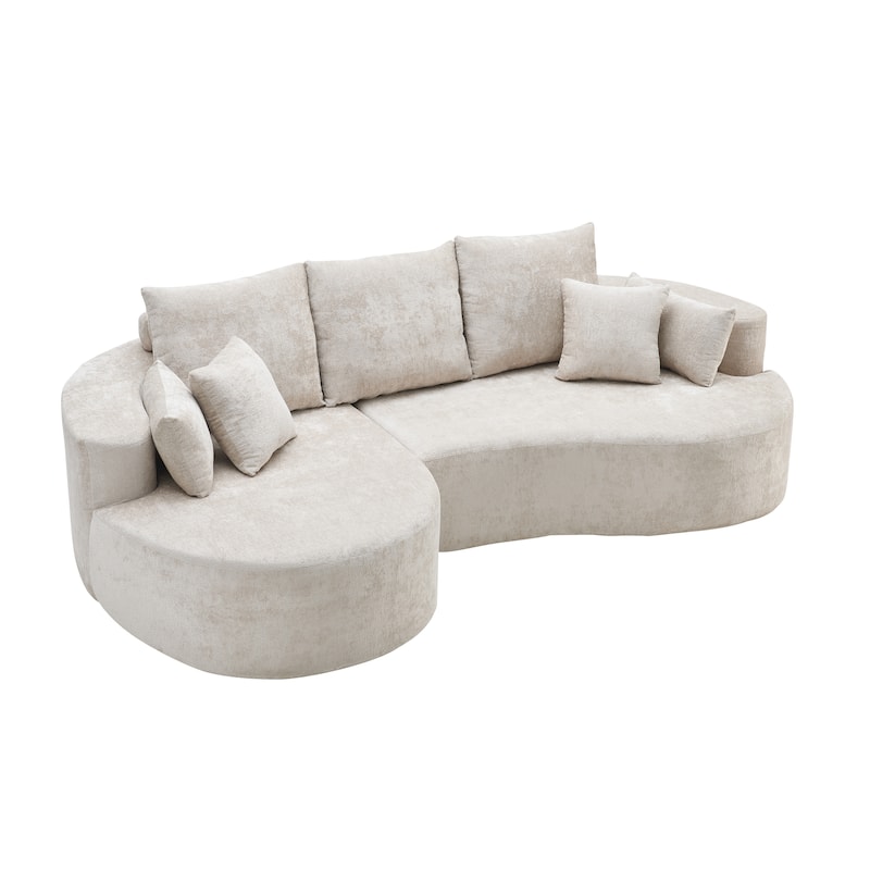 Christopher Knight Home - 106'' Cloud Curved Sectional Sofa with Right Chaise Lounge and Ultra-Soft Foam Comfort