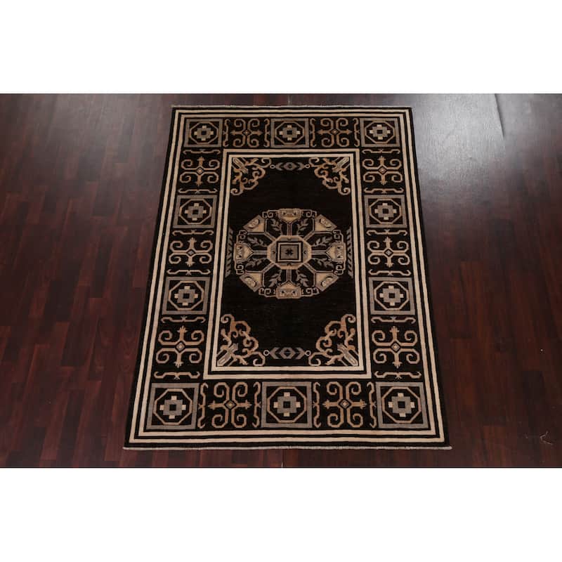 Vegetable Dye Gabbeh Kashkoli Wool Area Rug Hand-knotted Office Carpet - 5'7" x 7'9"