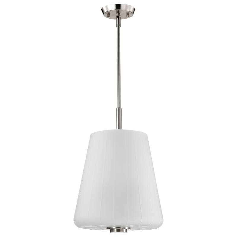 Lune 3 Light Pendant Brushed Nickel Finish Etched White Glass - Brushed Nickel