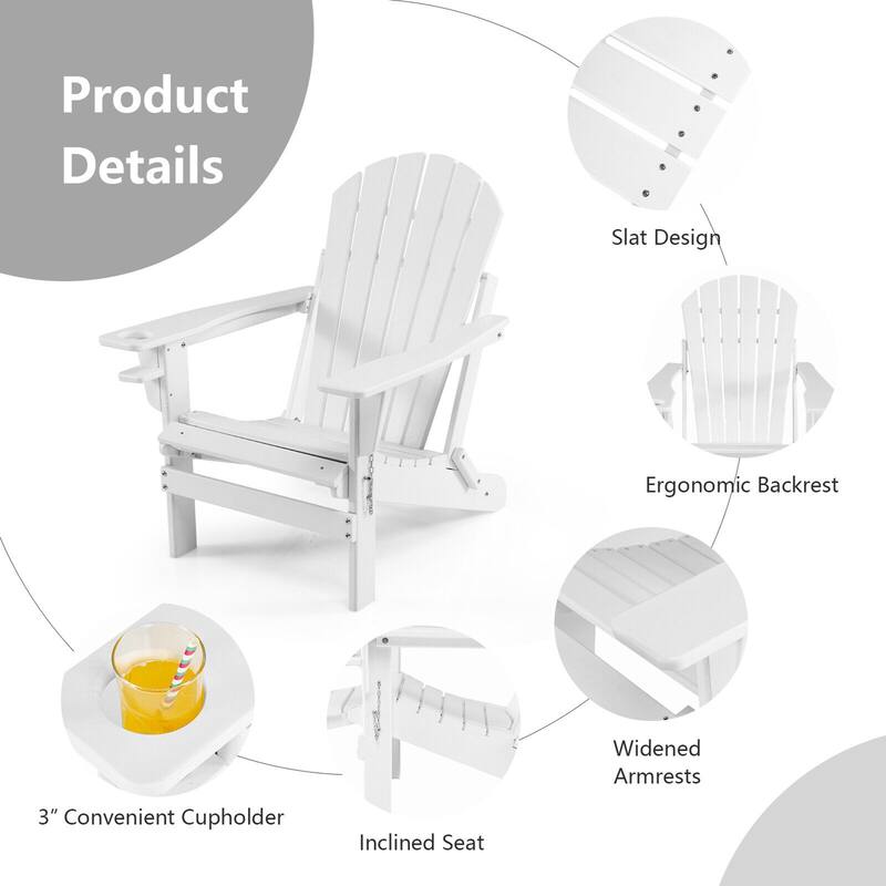 Gymax 2PCS Folding Adirondack Chair HDPE Patio Lounge Chair w/