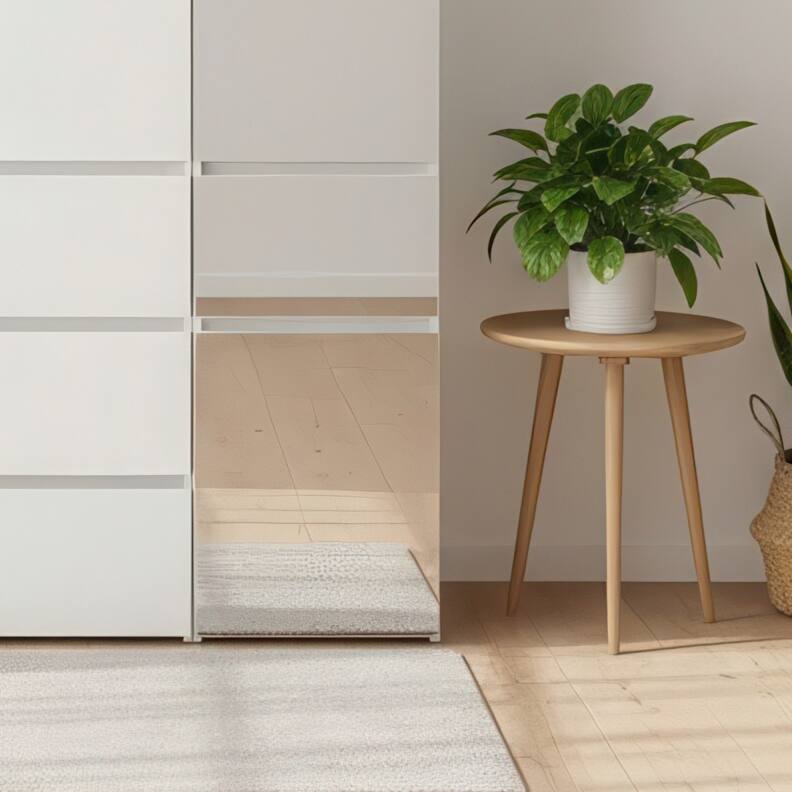 Elise Modular Wood Closet System with Mirror in White - 47.1"D x 17.72"W x 70.9"H