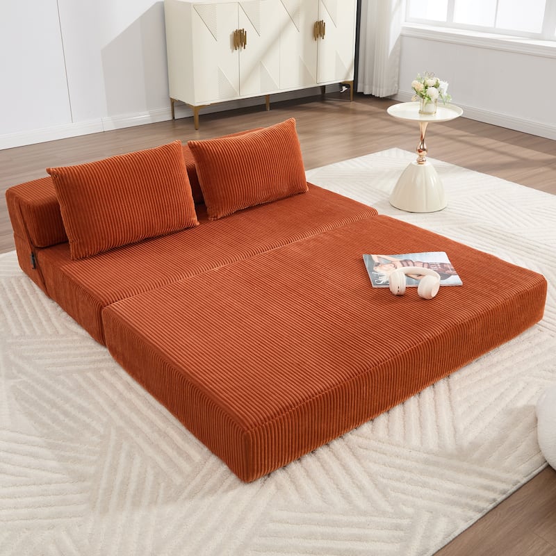 Rossetta Contemporary Square Space-Adaptive Foldable Design Corduroy Lasting Comfort Sofa, Easy to Assembly and Store