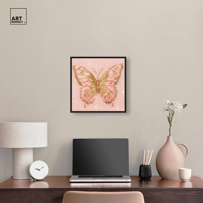 Glittering Elegant Butterfly Blush Canvas by Art Remedy