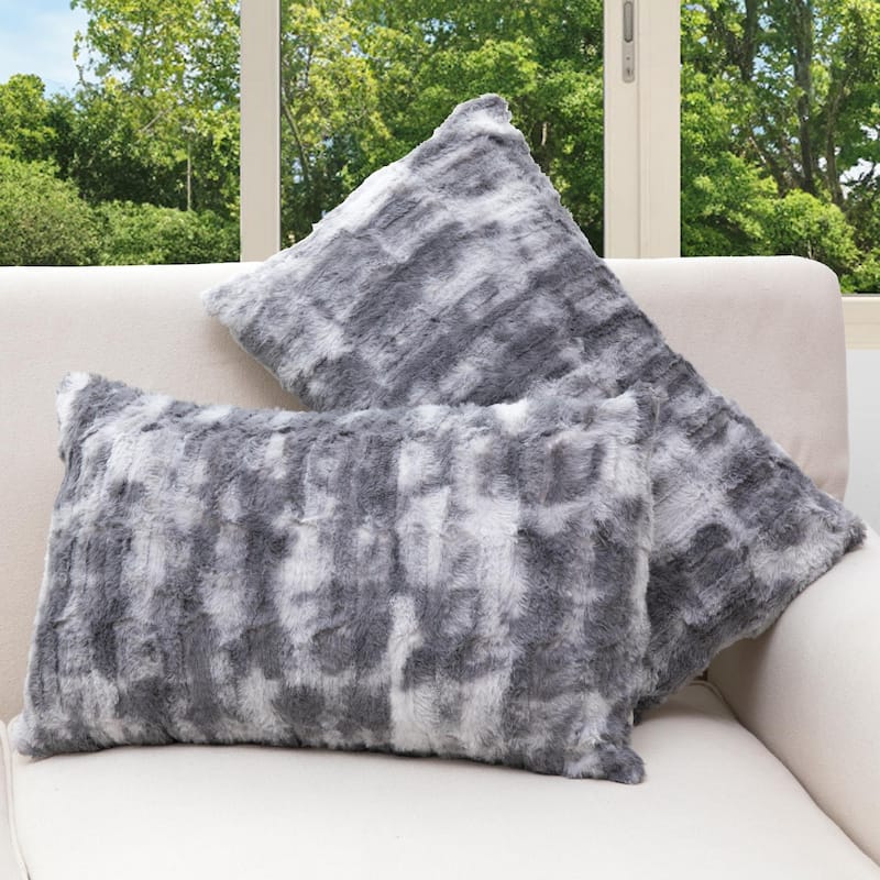 Cheer Collection Set of 2 Decorative Faux Fur Throw Pillow