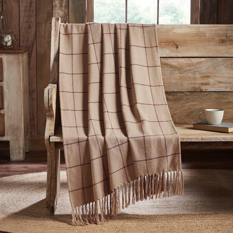 Connell Burgundy Windowpane Woven Throw 50x60 - 50x60 - Red