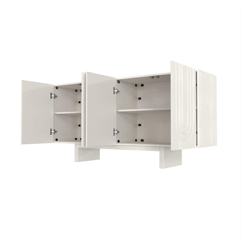 Clihome 63" Modern Buffet Accent Storage Cabinet with 4 Door