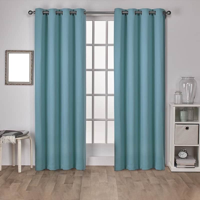 Porch & Den Boosalis Sateen Twill Blackout Curtain Panel Pair - 52" W X 63" L - Teal