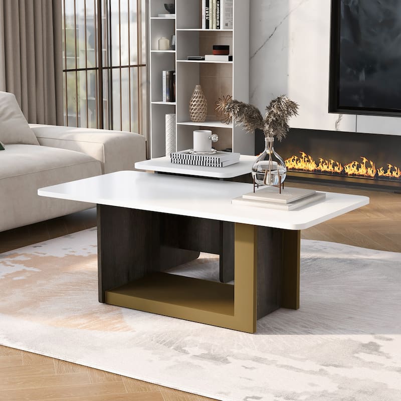 Coffee Table Set of 2, Modern Light Luxury Square End Tables with Spacious Tops, Nesting Center Tables for Small Space