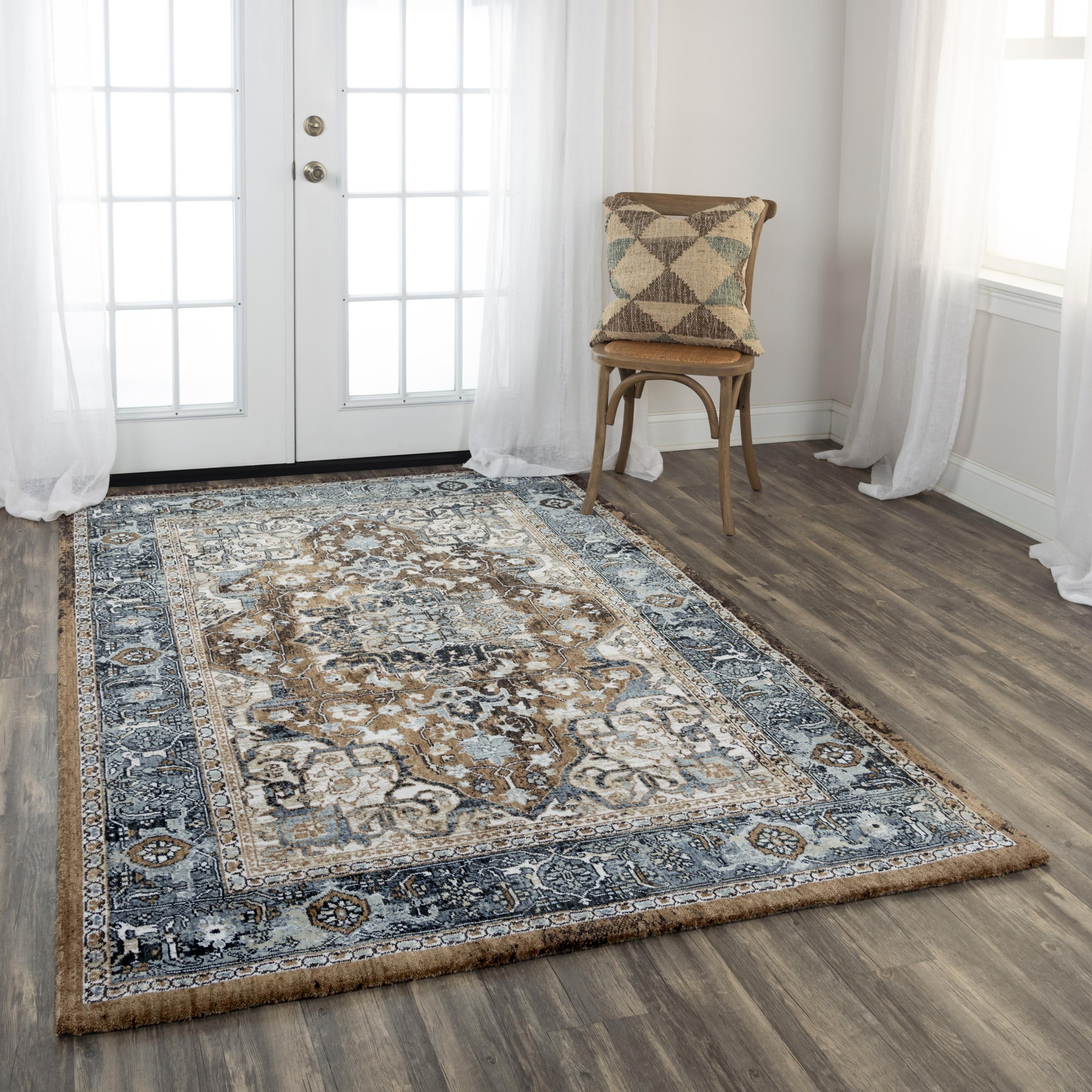 Alora Decor Elect Grey, Brown, Ivory, and Beige Medallion Floral Rug