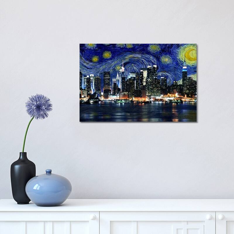 iCanvas "New York City, New York Starry Night Skyline" by 5by5collective Canvas Print - 12x18x1.5