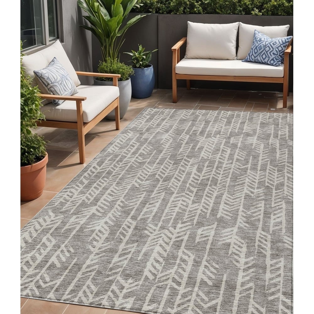 HomeRoots Tribal Transitional Rectangle Outdoor Rug