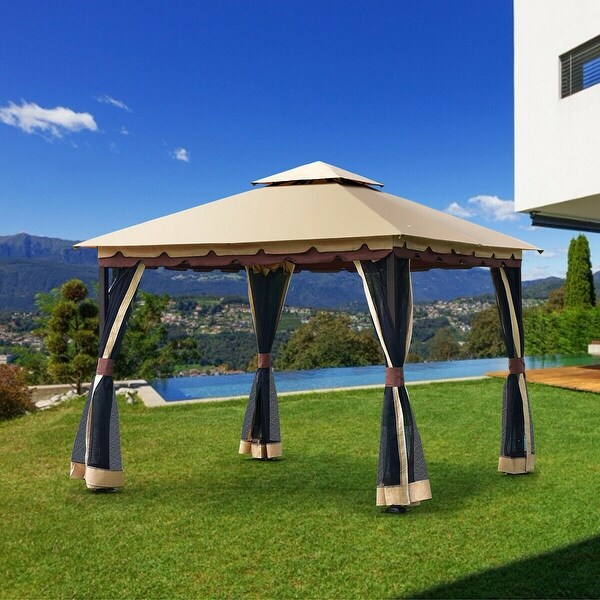 2-Tier Patio Steel Gazebo Canopy Tent Awning Shelter Mosquito Net Outdoor
