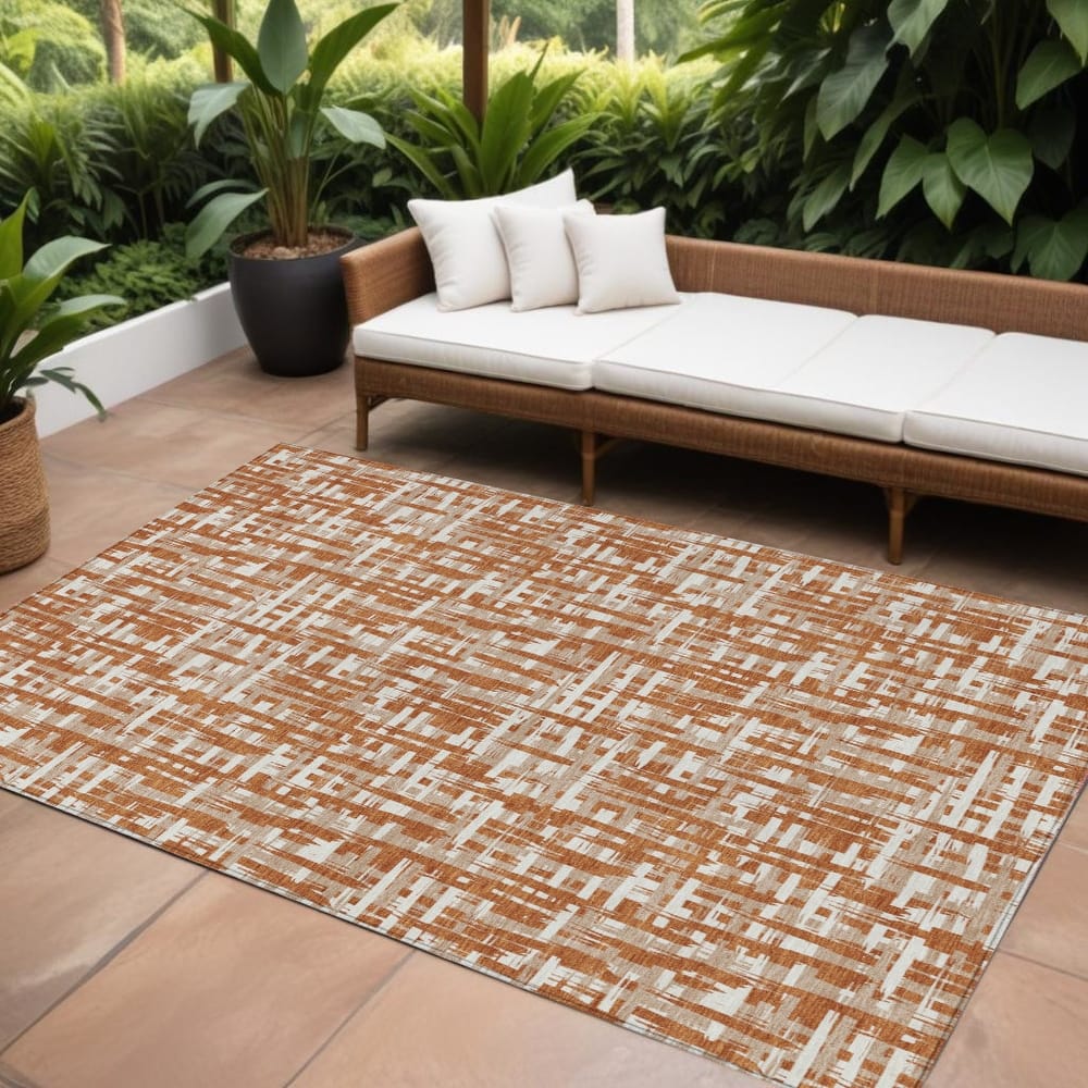 HomeRoots Abstract Transitional Rectangle Outdoor Rug