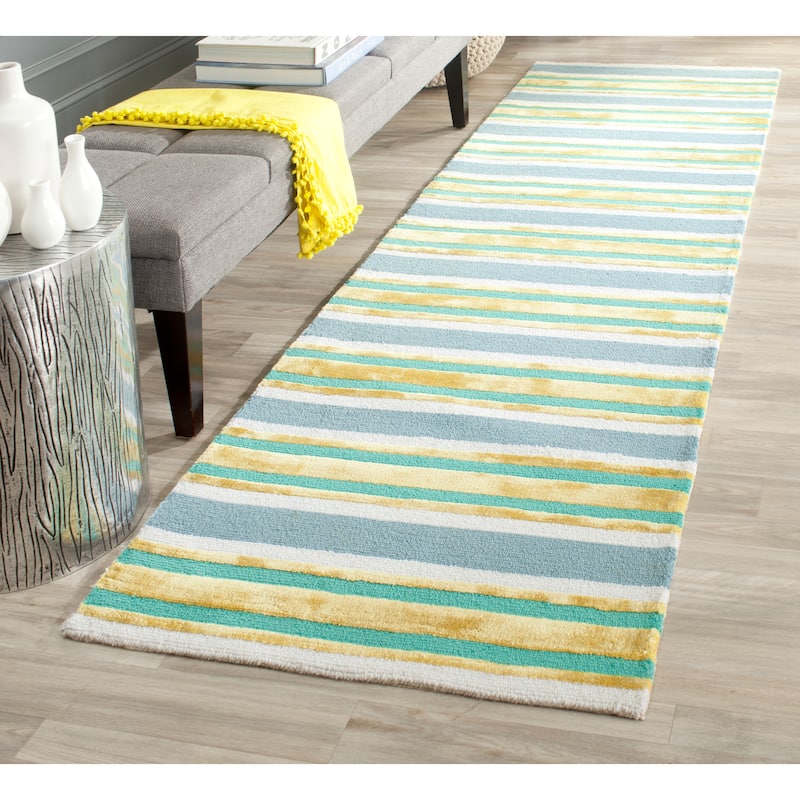 SAFAVIEH Handmade Mersija Modern Wool Rug - 2'3" x 8' Runner - Grey/Ivory