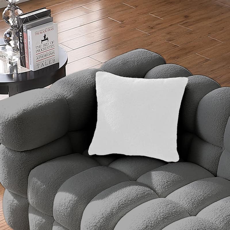 Wayna Modern Style Sofa, Sherpa Thick Cushion Double Sofa