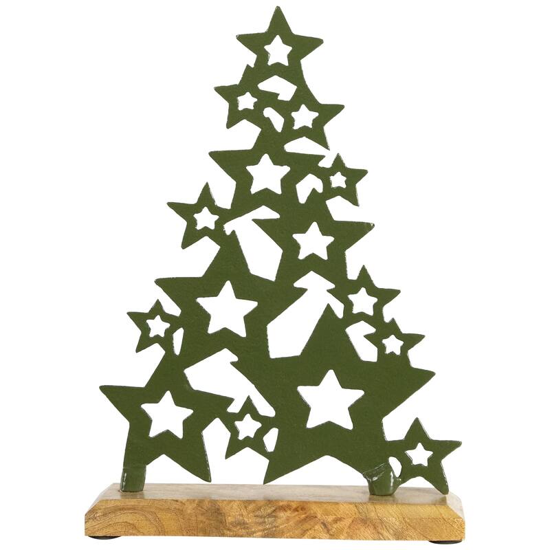 Tree of Stars Metal Christmas Decoration - 11" - Green