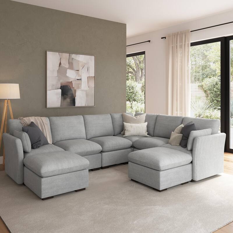 Bush Home Sienna Modular 5-Seater Sectional with Set of 2 Storage Ottomans