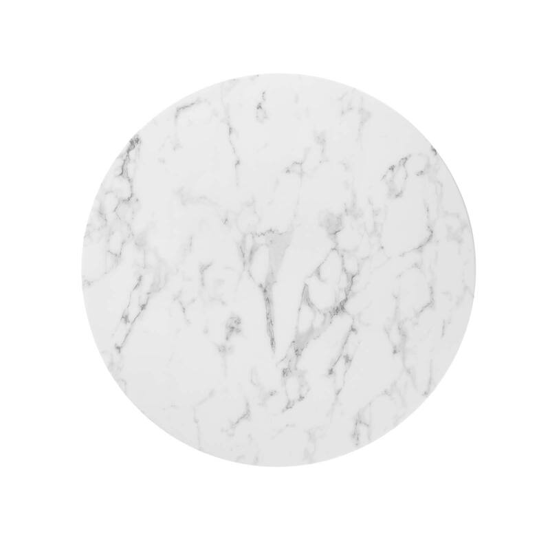 Round Artificial Marble Dining Table - White