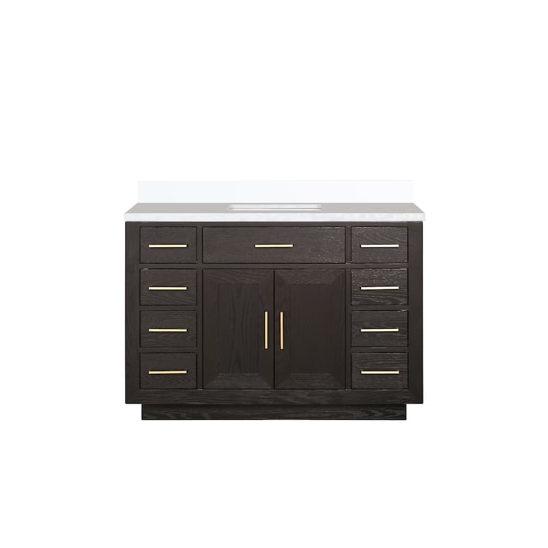Abbey 48 in W x 22 in D Black Oak Single Bath Vanity and White Quartz Top