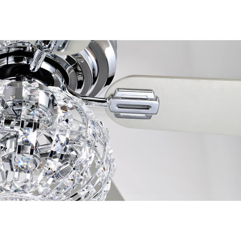 Ailani 52 Inch Chrome Polished Finish Crystal-Diamond Glam Style Ceiling Fan with Remote