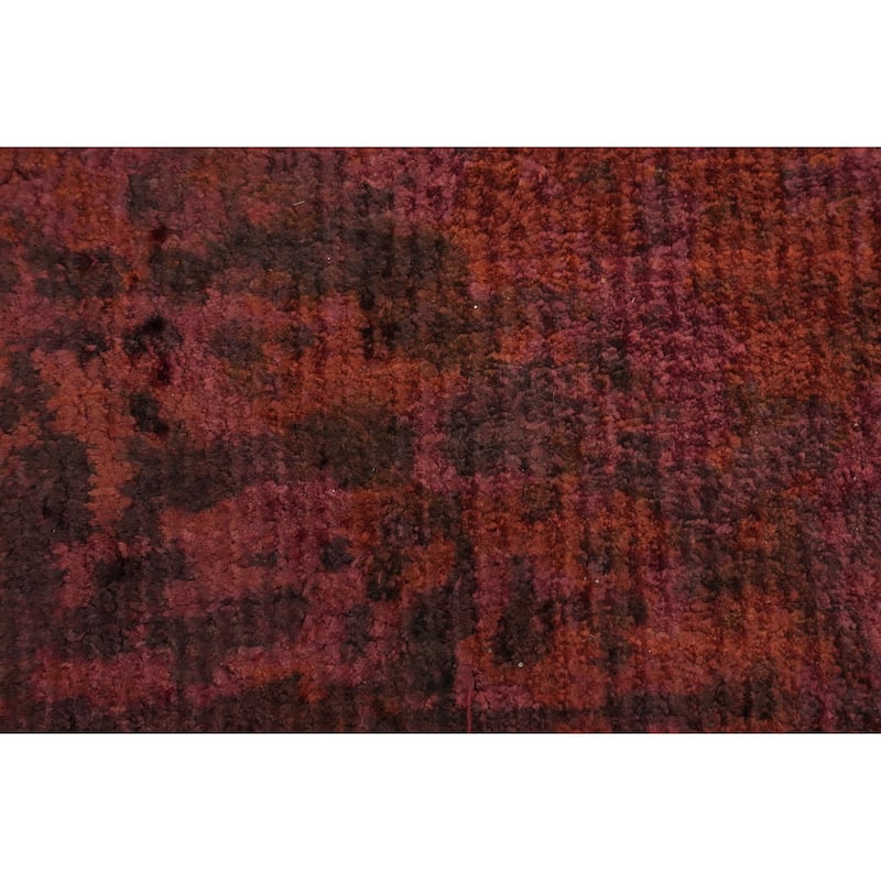 Hand Knotted Oriental Viscose Silk Carpet Modern Abstract Oranges & Rust Abstract Area Rug - 9' 7'' X 6' 8''