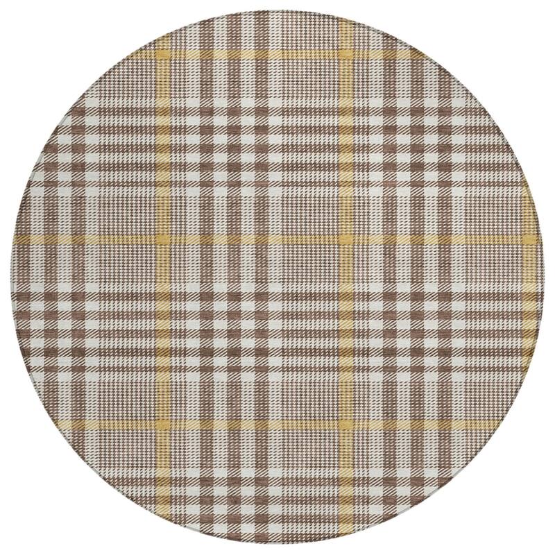 HomeRoots Plaid Transitional Rectangle Outdoor Rug