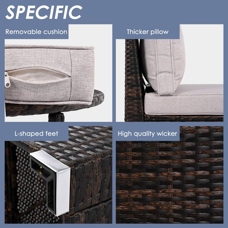 9 Pieces Outdoor Wicker Sofa Set with 2 Coffee Tables for 7 People