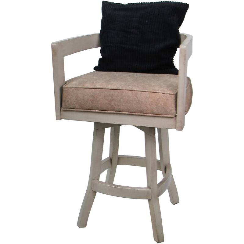 Swivel Wood Counter Bar or Extra Tall Stool - Kadir on S-Base - N/A - Sandstone - Black Pillow - Beige - Counter Height - 23-28 in.