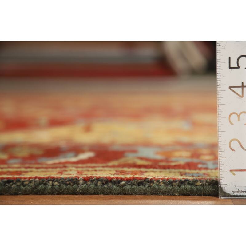 Red Medallion Heriz Serapi Indian Area Rug Hand-Knotted Wool Carpet - 8'8" x 11'9"