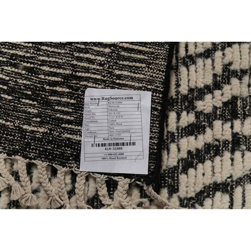 Abstract Moroccan Area Rug Handmade Wool Carpet - 5'0"x 7'11"