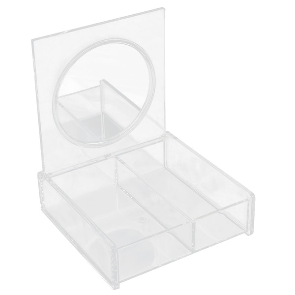 Bedroom Dresser Acrylic 2 Compartments Cosmetic Organizer Makeup Case Box Clear