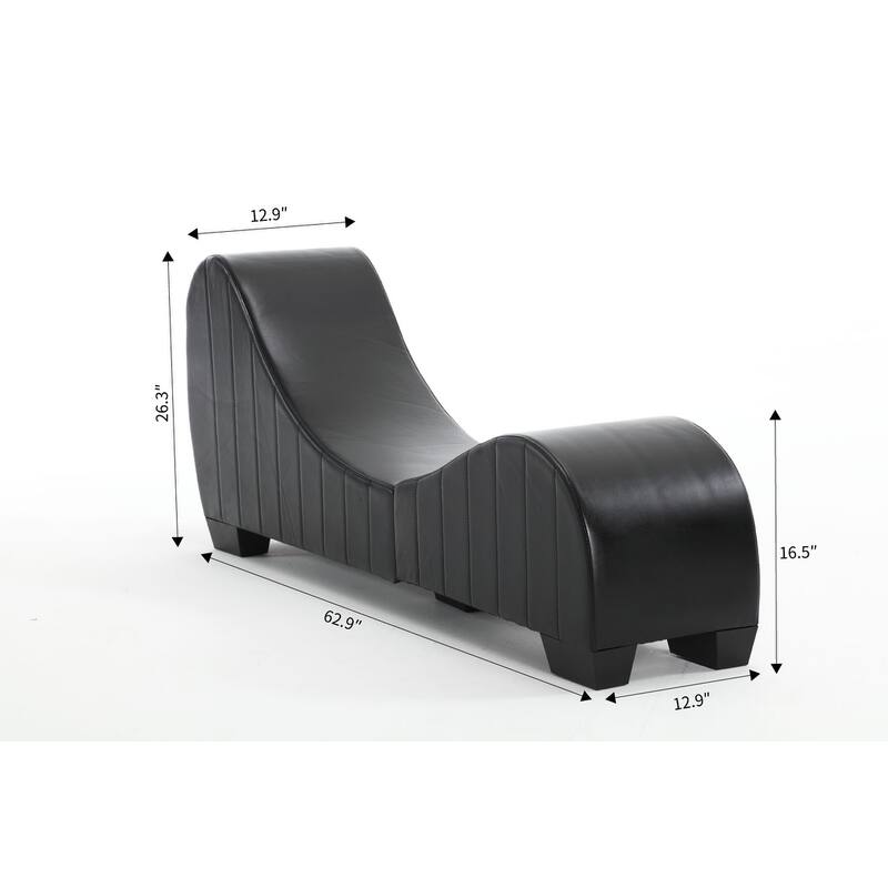 Yoga Chaise Lounges Faux Leather Curved Recliners Sofa, Black - Bed ...