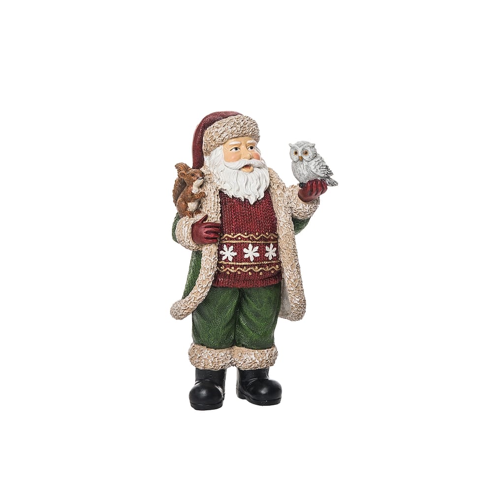 Transpac Resin 7.48 in. Multicolor Christmas Cottage Santa Figurine