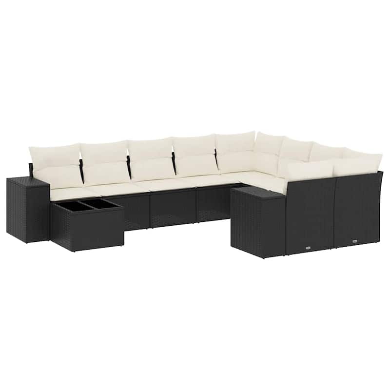 vidaXL Garden Sofa Set Black, Cream White - 24.4 x 32.7 x 27.2