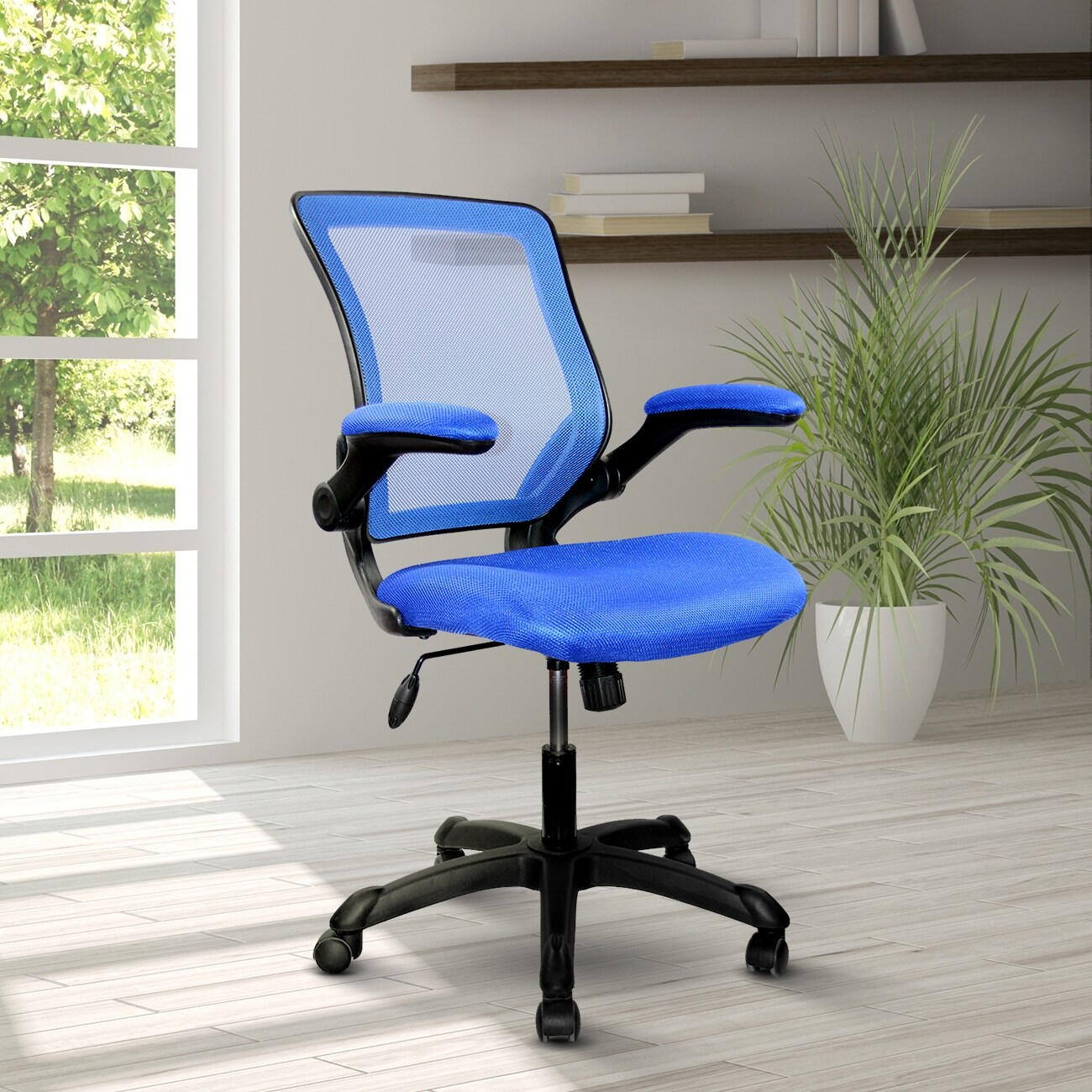 Gaming Chair with Adjustable Mesh Back-Blue - Blue
