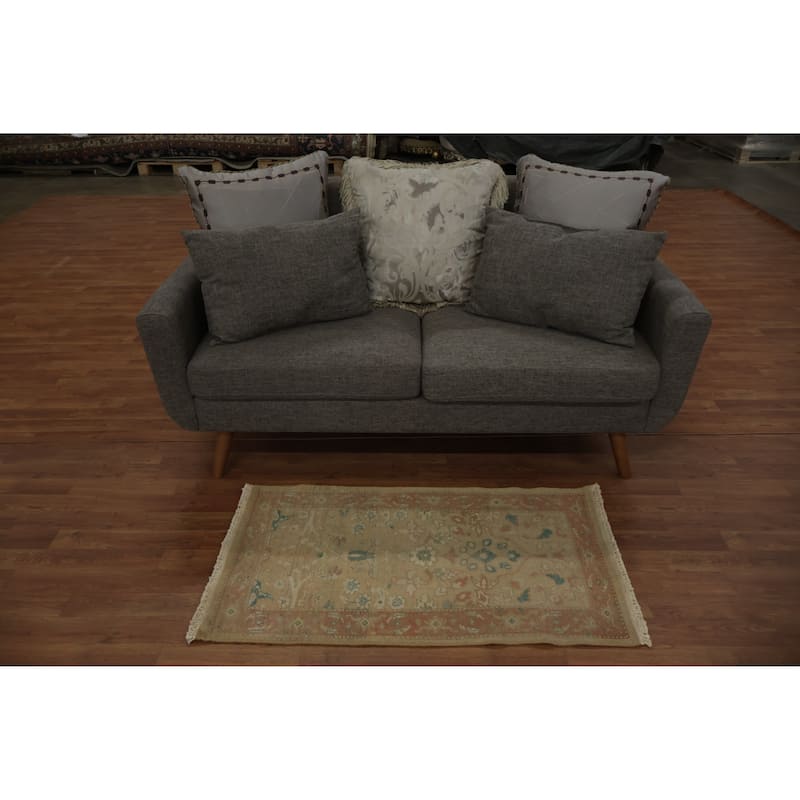 Hand Knotted Oriental 100% Wool Carpet Traditional All-Over Brown Ziegler Area Rug - 3' 7'' X 2' 0''