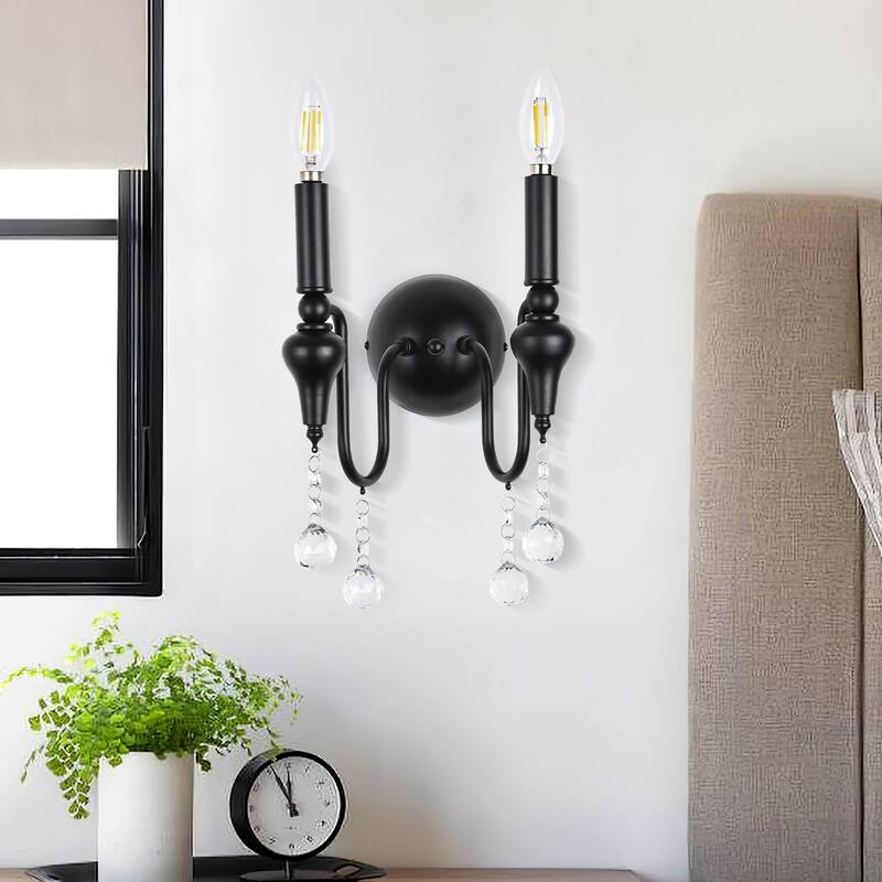 2 - Light Simple Round - Based Wall Sconce - Matte Black