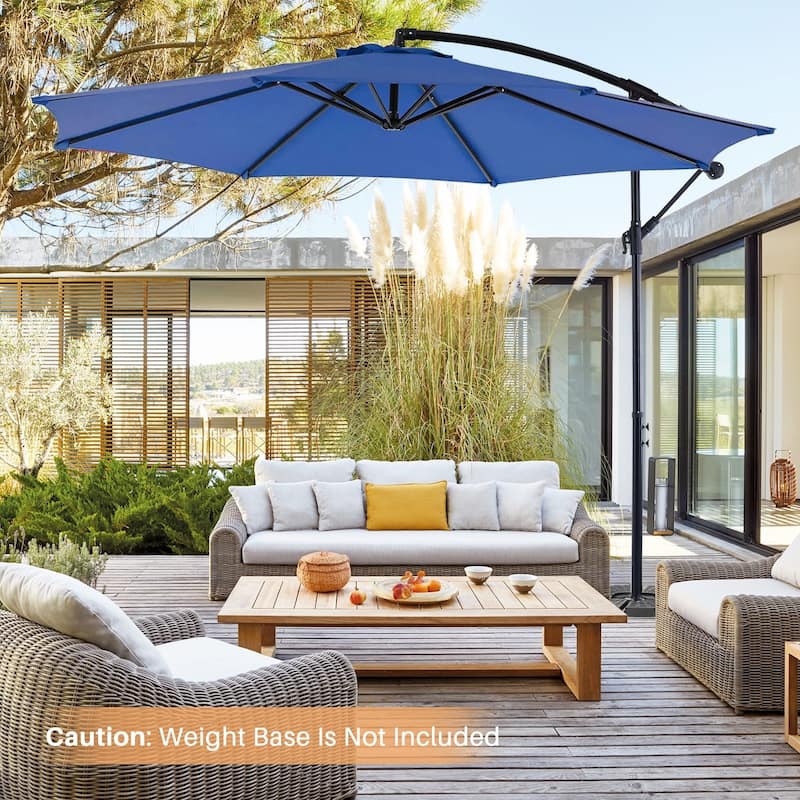 10FT Offset Patio Umbrella, Cantilever Outdoor Umbrellas Easy Tilt Adjustment, 73.2 Sq Ft UV Protection Hanging Market Umbrella