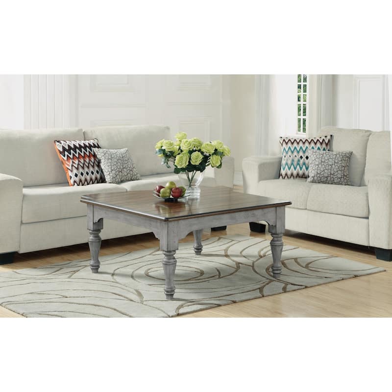 Plymouth Brown Wood Square Coffee Table by Flexsteel - 38" x 19" x 38"