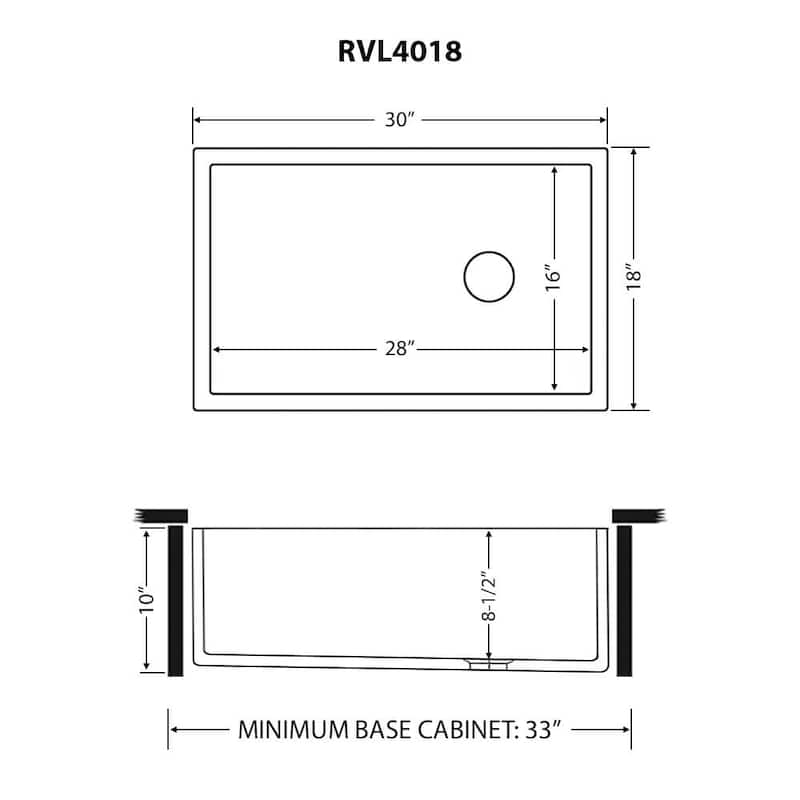 Ruvati 30-inch Fireclay Farmhouse Offset Drain Kitchen Sink Single Bowl Black and White Dual Color RVL4018RBW - 8' x 11'