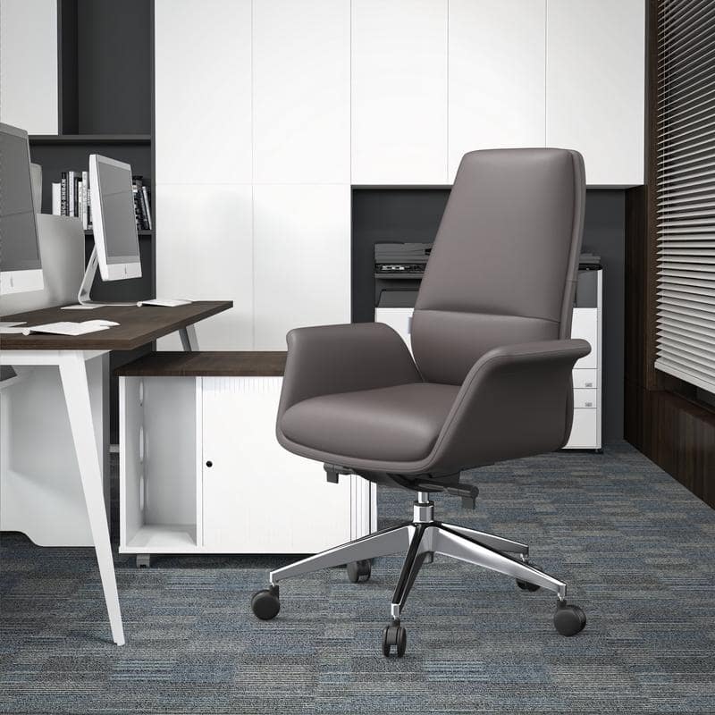 Summit Ergonomic Leather Office Chair with Durable Metal Frame, Adjustable Height, Swivel, Tilt, and Plush Cushion Support