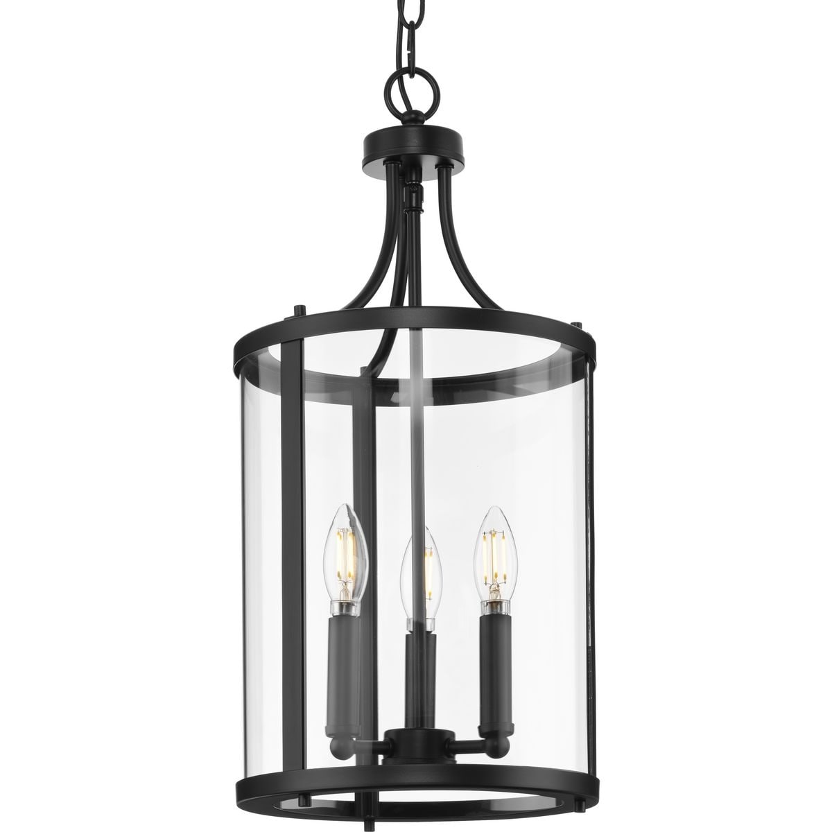 Progress Lighting Gilliam Collection Three-Light Matte Black New Traditional Hall & Foyer - 10 in x 10 in x 20.75 in