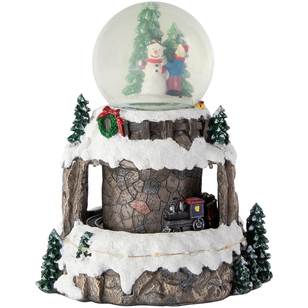 LED Lighted Animated and Musical Christmas Snowman and Train Snow Globe - 9.25"