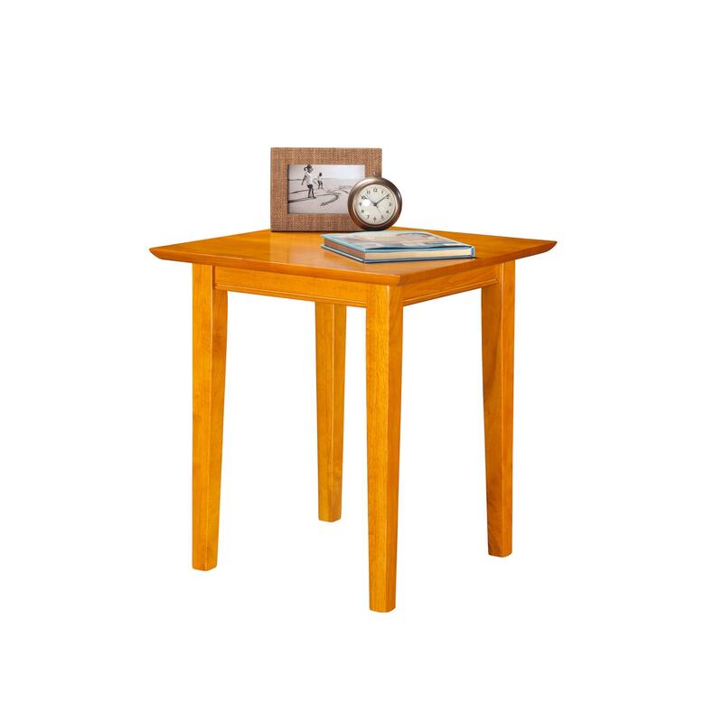 Modern End Table with Charging Station - Walnut Finish, 20" x 20" Living Room Side Table - 22