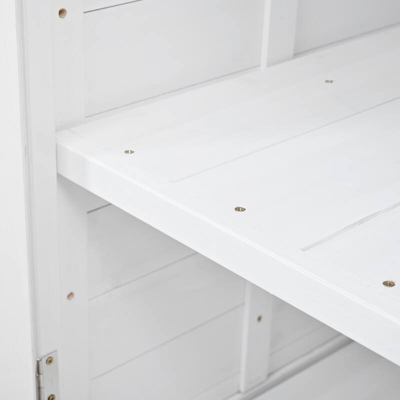 Roomfitters 65.7" Tall Garden Potting Bench Table with Hutch, 3 Shelves, 6 Drawers, 2 Cabinets and Side Hooks