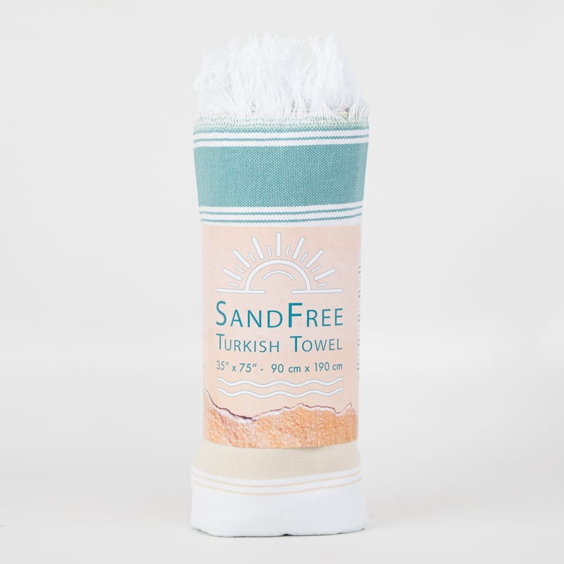 SandFree Cotton Oversized Turkish Beach Towel with Tassels - 35x75